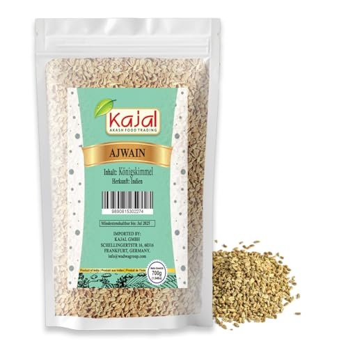 Kajal Ajwain - Semillas indias de ajwain, 700 g, frescas y aromáticas, para digestión y cocina, especias para curry y masala, sin gluten premium