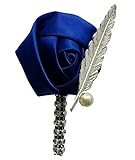 Bridegroom Groom Men's Boutonniere Boutineer with Pin for Wedding, Prom, Homecoming （1 Piece） (Navy Blue)