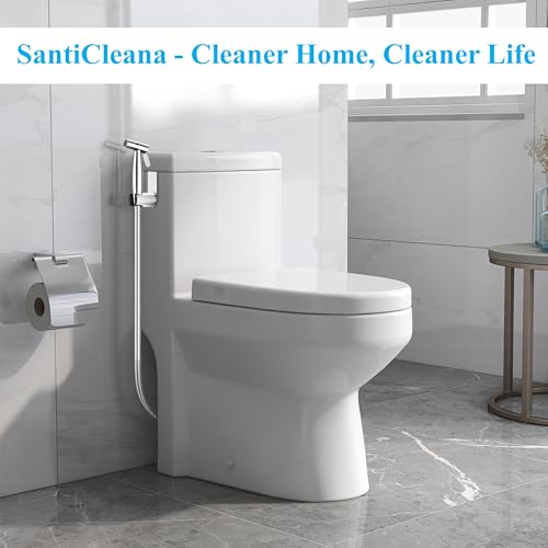 SantiCleana Handheld Bidet Sprühset mit Berstschutz – 150 cm Edelstahl-Flexschlauch für Toilette & Hygiene (59 Zoll, Druckfest bis 8 Bar)