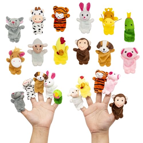 Wondora 12 Stück Fingerpuppen, Fingerpuppen für Kinder, Finger Plüschtier Kinder, Kleine Tier Fingerpuppe, Mini Kuscheltier, für Kindergeburtstagsgeschenke, Partygeschenke, Halloween(A)