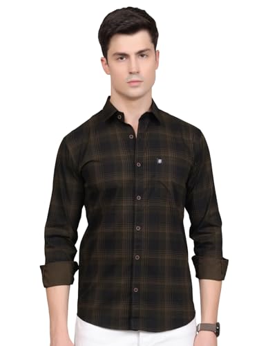 Image of Majestic Man Stylish Slim Fit Cotton Spread Collar Checked Casual Shirt