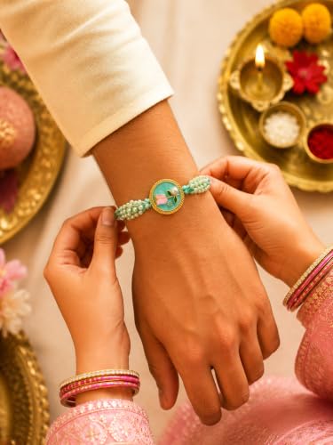Image of Premium Designer Pastel Resin Pearl Floral Rakhi For Brother | Elegant Flower Rakhi Set Of 1 /2 /3 /4 /5 /6 Raksha Bandhan Gift Bhai Combo For Bhaiya Bhabhi & Sister Bracelet Brother Bhai Sister In Law Kids | Traditional & Festive Wrist Band