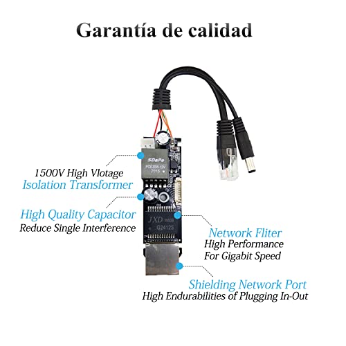 Image of Gigabit PoE Splitter 12V 2A Output with IEEE 802.3af /at Standard Compliant 10,100,1000Mbps Power Over Ethernet Splitter Adapter for Security Camera CCTV Surveillance 5.5x2.1mm DC Plug Cable(PS5712TG)