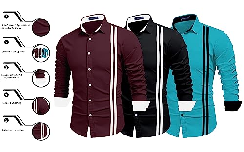 Image of Zombom Men's Striped Regular Fit Shirt
