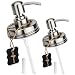Liquid Soap Dispenser for Kitchen & Bathroom- Vintage Glass Mason Jar Stainless Steel Pump Lid Chalkboard Tag Best for Lotion Essential Oils Drink Beverage Alcohol Condiment Sanitizer (2-Pack No Jars)