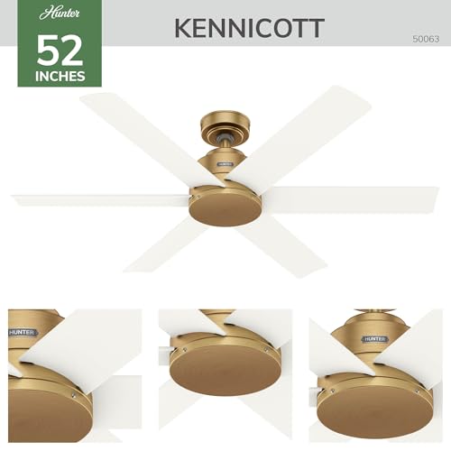 Image of Hunter 52 inch Kennicott Indoor /Outdoor Ceiling Fan, Wall Control, Luxe Gold