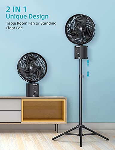 OPOLAR 20000mAh Oscillating Battery Floor Fan with Remote, 10 Inch Desk & Pedestal Fan with Timer, 7 Speeds, 50 Hrs Running Hours, Rechargeable Standing Fan for Bedroom Camping Hurricane