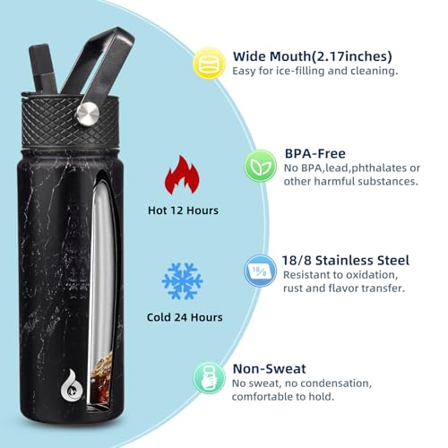 image for BJPKPK Insulated Water Bottles with Straw Lid, 22oz Cold & Hot Thermo,