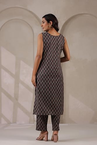 Image of Women's Cotton Wine Floral Kurta Set