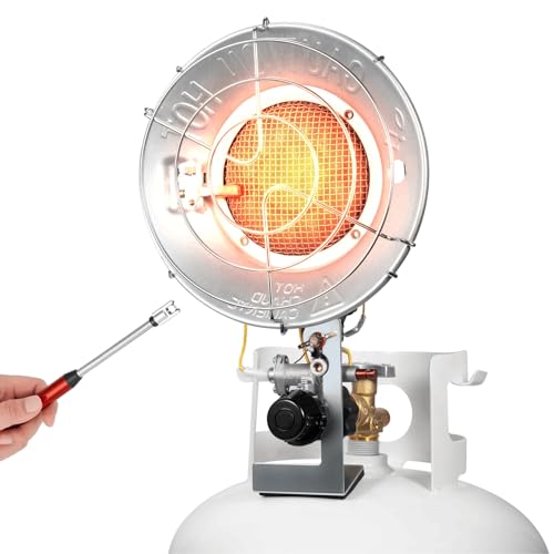 GasBRUH Single Tank Top Propane Radiant Heater With Windproof Lighter,18,000 BTU Portable Propane Heater with 3 Heating Modes, Tip-over Switch and Shut-off Valve for Camping, Patio, Backyard, RV