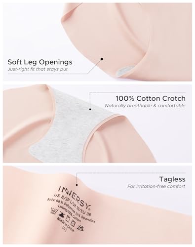 Image of INNERSY Seamless Underwear for Women Soft No Show Invisible Hipster Panties 4-Pack