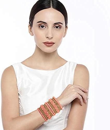 Aheli Ethnic Colorful Metal Bangles Chudha Set Stone Studded Bangle Set Indian Wedding Wear Fashion Jewelry Gift for Women Green - Image 6