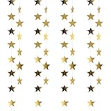 65 Pies Guirnalda de Papel de Estrellas, 5 × 4M Dorado Guirnalda de Papel Estrella Colgante Decoración, banderines Colgantes de Estrella Brillante para Compromiso, Boda, Baby Shower, cumpleaños