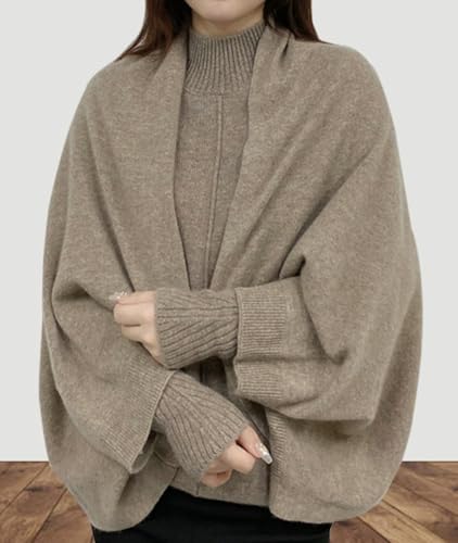 Faux Cashmere Shawls and Wraps Sleeves Scarf Soft Lightweight Open Front Poncho Dual Purpose Warm Shawl for Women2