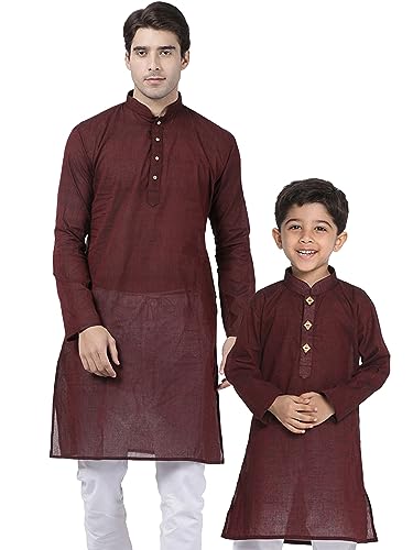 Image of VASTRAMAY Men's Maroon Pure Cotton Kurta - (VASMK070MA) for Size - 36