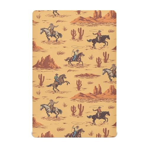 Image of Mazeann Western Cowboy American Crib Sheets Soft Breathable Fitted Baby Crib Sheets Mattress Cover for Girl Boys, 52" x 28" x 9"