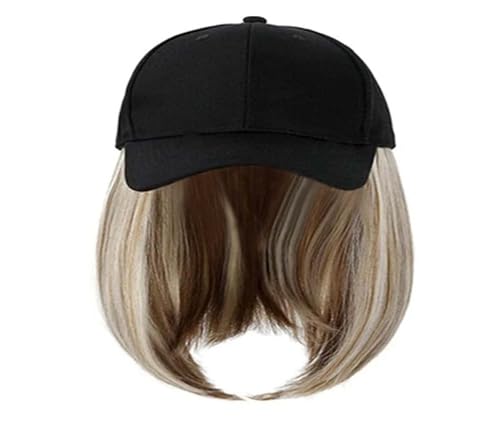 WUODHTW Woman Baseball Cap with Hair Extensions 14in Wig Hat