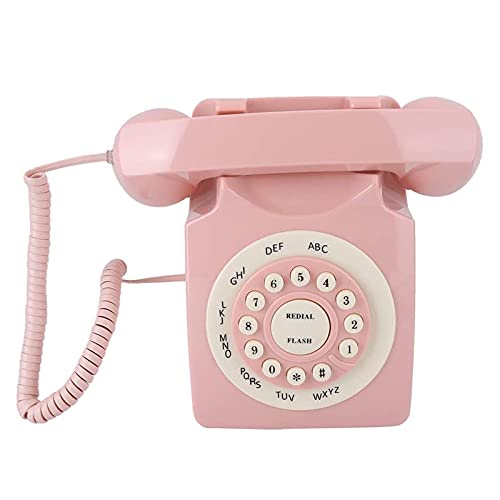 Teléfono Retro con Cable y Disco Giratorio Rosa miniatura 2