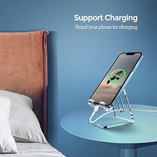 CreaDream-Acrylic-Cell-Phone-Stand-5mm-Thicker-Clear-Cell-Phone-Holder-Transparent-Phone-Stand-for-Desk-Desktop-Desk-Accessories-Suitable-for-iPhone-14-13-Pro-Max-All-Smartphone-4-8inch