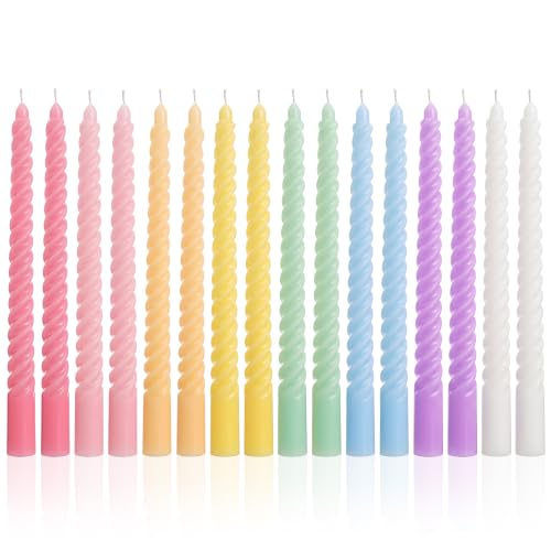 Image of MTLEE 16 Pcs Long Taper Candlestick Bulk 10 Inch Smokeless, Candy