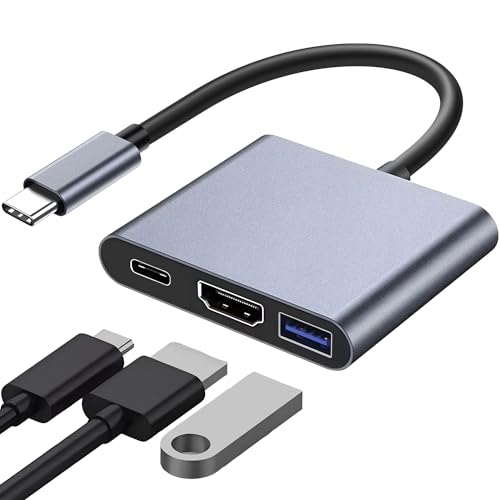T Tersely USB-C to HDMI Multiport Adapter Cable with Charging Port Type C 4K HDMI Converter Hub with 100W PD Charging for iPhone iPad MacBook Pro Air USB C to USB Port 3.0 Dongle 10Gbps