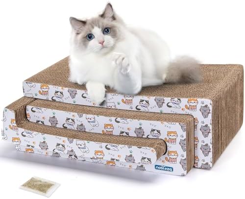 Nobleza Cardboard Scratcher for Cats Boards 3 in 1 with Catnip, C...