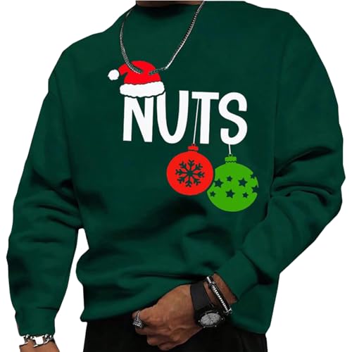 Susongeth Christmas Couples Matching Sweatshirt/Chest and Nuts Christmas Shirt/Husband and Wife Holiday Pullover Tops Outfits, Men-green, Medium