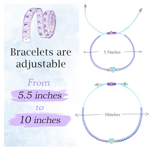 MJartoria BFF Bracelets for 2-Heart Matching Bracelets Adjustable Strand Best Friends Bracelet Friendship Bracelets Jewelry Gifts for Teen Women Couples3