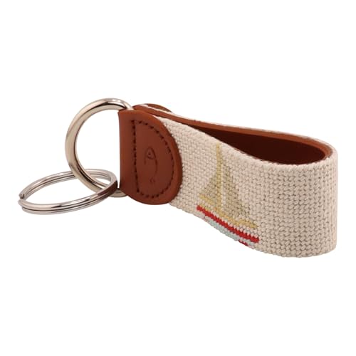 Image of Leather Hand-Stitched Needlepoint Key Fob or Key Chain