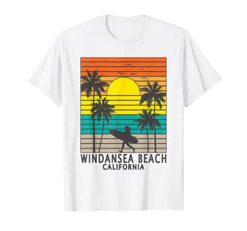 Windansea Beach California CA Surfer Girl Surfing Palmier T-Shirt
