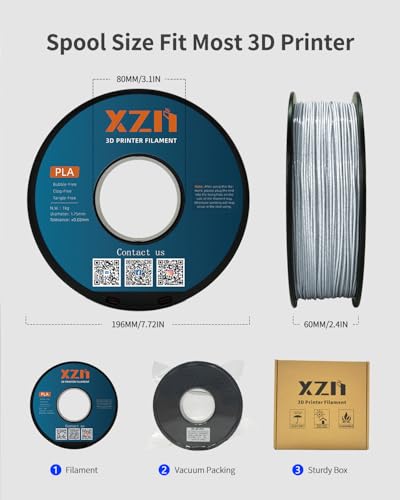 Image of PLA Filament 1.75mm Marble 1KG, 3D Printer Filament Dimensional Accuracy + /- 0.02mm, 1kg Plastic Spool(2.2lbs) 3D Printing Filament Fits for Most FDM 3D Printers (Grey)