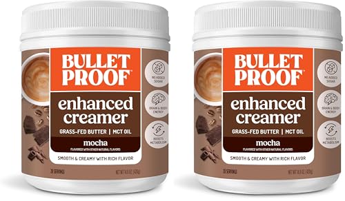 Image of Bulletproof Mocha Creamer, 14.8 Ounces, Keto Coffee Creamer with MCT Oil, Grass-Fed Butter, and Real Cocoa, Supports Brain Function (Pack of 2)