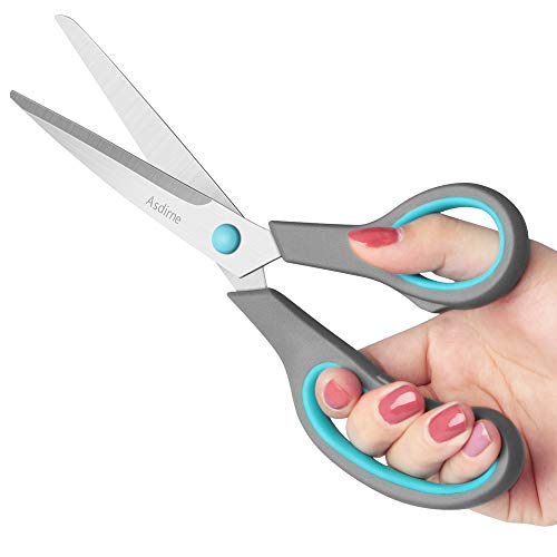 Scissors Set of 4, Premium Stainless Steel Razor Blades, Semi-Soft Rubber Grip, Suitable for School, Office and Family Daily Use, Blue&Gray
