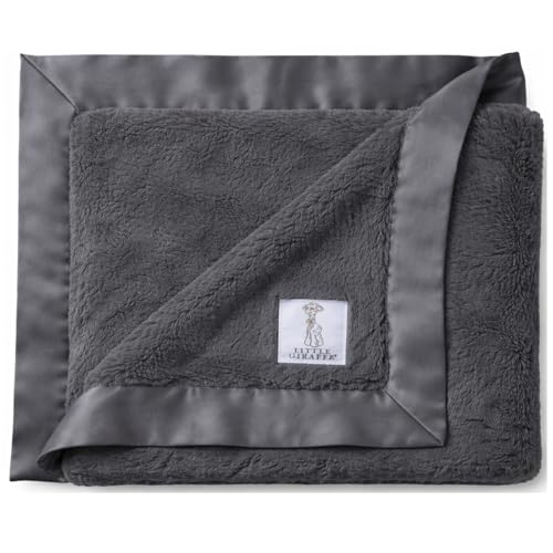 Luxe Soft Satin-Trim Baby Blanket (Charcoal) 29x35"