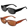 Ainiv 2 Paires Lunettes de Soleil Vintage, Mode Rectangulaire Lunettes de Soleil, Écran Solaire UV400 et Protection UV Lunettes pour Femme Homme Shopping Voyages