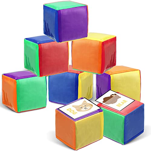 Yilloog 8 Pcs 3.15 Inch DIY Education Dices Colorful Pocket Dice Kids Playing Game Dice Learning Dice Set Foam Dice for Classroom Infant Early Education Learning Cubes Pocket Stacking Cubes for Teach
