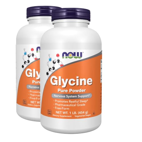 NOW Foods Glycine Pure Powder 1 Pound (Pack of 2) - Promotes Restful Sleep & Neurotransmitter Support, Non-GMO, Vegan