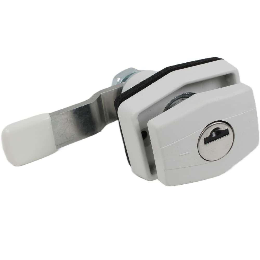 STS - Serrure à clapet à verrouillage hexagone - Blanc - Pour caravane, camping-car, caravane, bateau