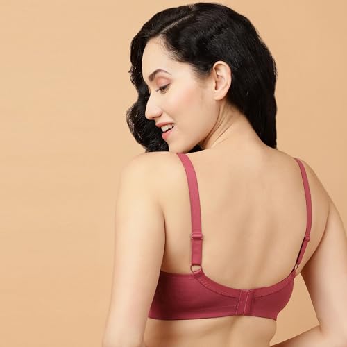 Image of SOIE Women's Cotton Spandex Non Padded Non Wired Full Coverage Encircled T-Shirt Bra with Adjustable Straps & U-Back - Everyday Comfort Fit