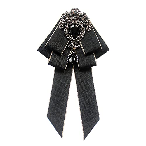 oshhni Pré-amarrado gravata roupas decoração gilrls gravata estilo retrô fita broche de strass broch