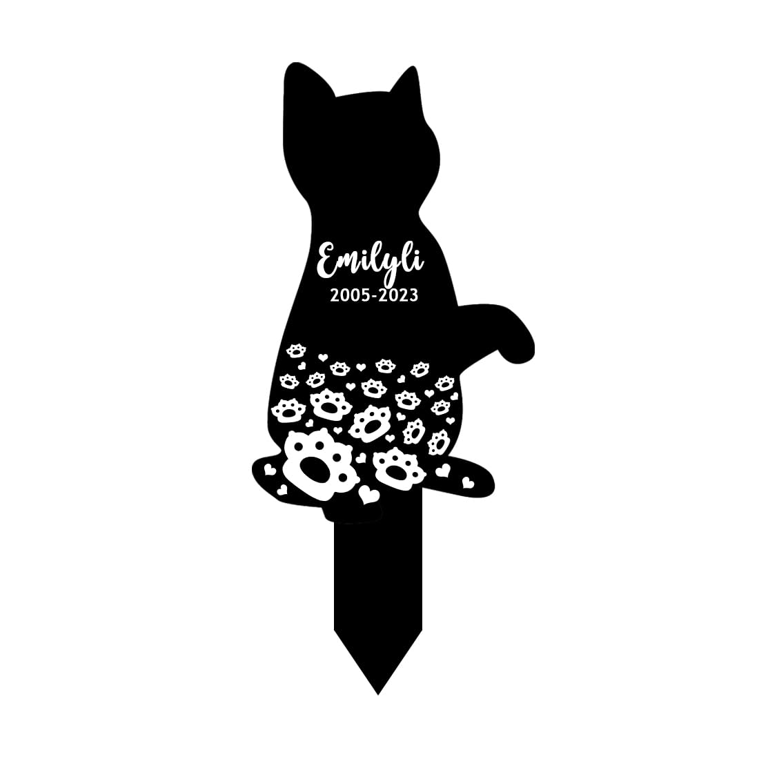 MYZQIFF Personalized Name Cat Memorial Stake, Cat Memorial Garden Stake, Cat Loss Remembrance Stake, Cat Sympathy Sign, Pet Grave Marker, Garden Grave Decor for Pets Outdoors, Flower Cat Grave Stake