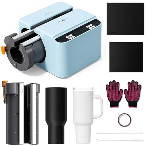 HTVRONT A200 Auto Tumbler Heat Press Pro Kit - 2 in 1 Tumbler Heat Press Machine for 15-30 OZ Skinny Tumblers & Glasses with Heat Plate Attachment for 40 OZ Detachable Handle Tumblers Blue