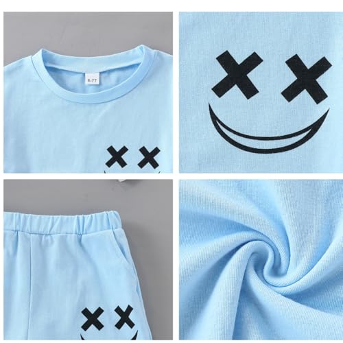 Image of Boys Clothes Size 6-12 Years Short Sleeve T-Shirt & Shorts Set Casual Spring Summer Outfits