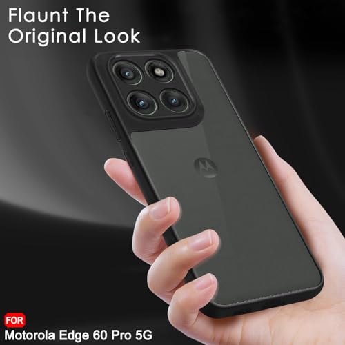 Image of TheGiftKart Hybrid Shockproof Back Cover Case for Motorola Moto Edge 60 Pro 5G | Hard Back Cover Case for Motorola Edge 60 Pro 5G (PC & TPU, Translucent Smoke Matte Back, Black Sides)
