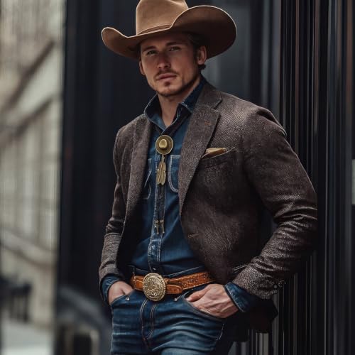 Image of 10 Pcs Bolo Tie for Men Women Western Cowboy Accessories Leather Necktie with Tiger Eye Stone Costume Accessories