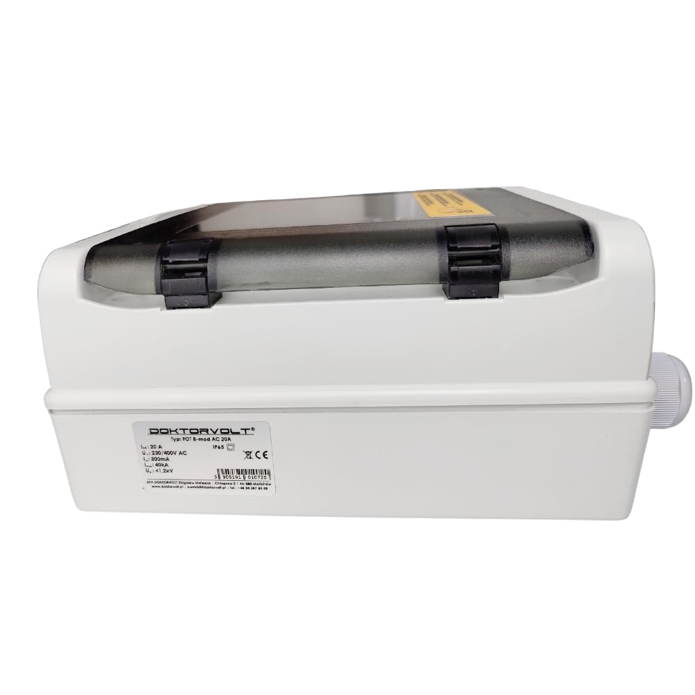 Doktorvolt Scatola di collegamento solare AC IP65 con interruttore SIEMENS LS 1P C20A, FI 25A 300mA e protezione T1/T2 PV 1000V