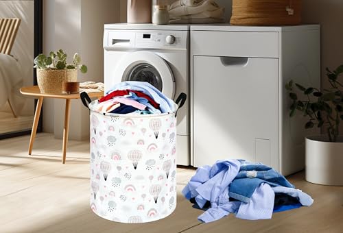 Image of Large Laundry Basket Canvas Storage Bins Baby Nursery Hamper for Boys and Girls Toy Box Gift Baskets for Home,Office,Home Decor