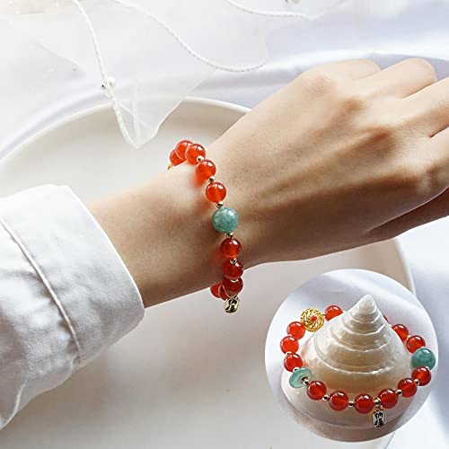 Bracelet en jade vert pour femme avec perles de calcédoine naturelle chic