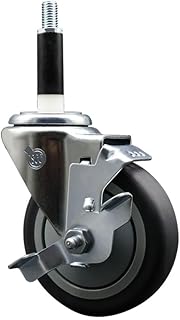 AP263378 263378 AllPoints 4 Inch Swivel Expanding Stem Caster with Brake - Compatible with a Variety of Food Service Applications-Light Duty Replacement-Thermoplastic Rubber Wheel-Service Caster Brand
