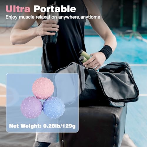 Image of WOVTE Massage Lacrosse Ball Set for Sore Muscles, Shoulders, Neck, Back, Foot, Body, Deep Tissue, Trigger Point, Muscle Knots, Yoga and Myofascial Release